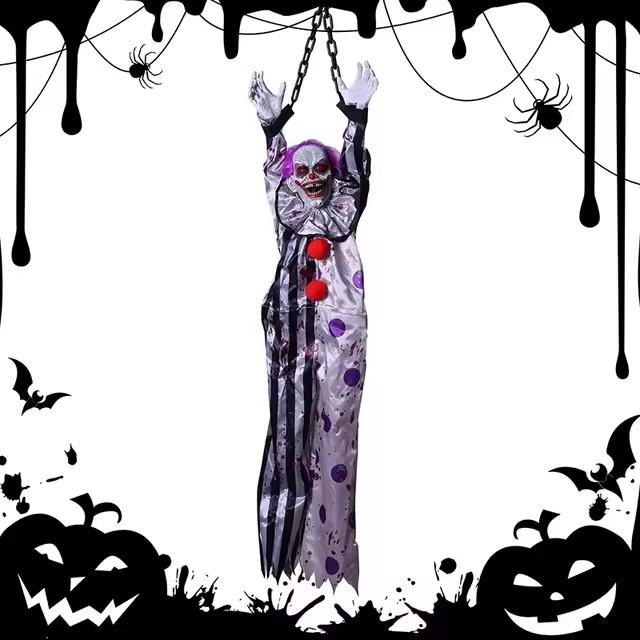 Halloween Decorations Electric Voice-activated Hanging Ghost Clown Hanging Ghost Haunted House Horror Decoration Props
