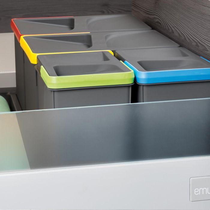 Emuca poubelles pour tiroir de cuisine recycle, hauteur 216, 1x12, plastique gris antracite, plastique.