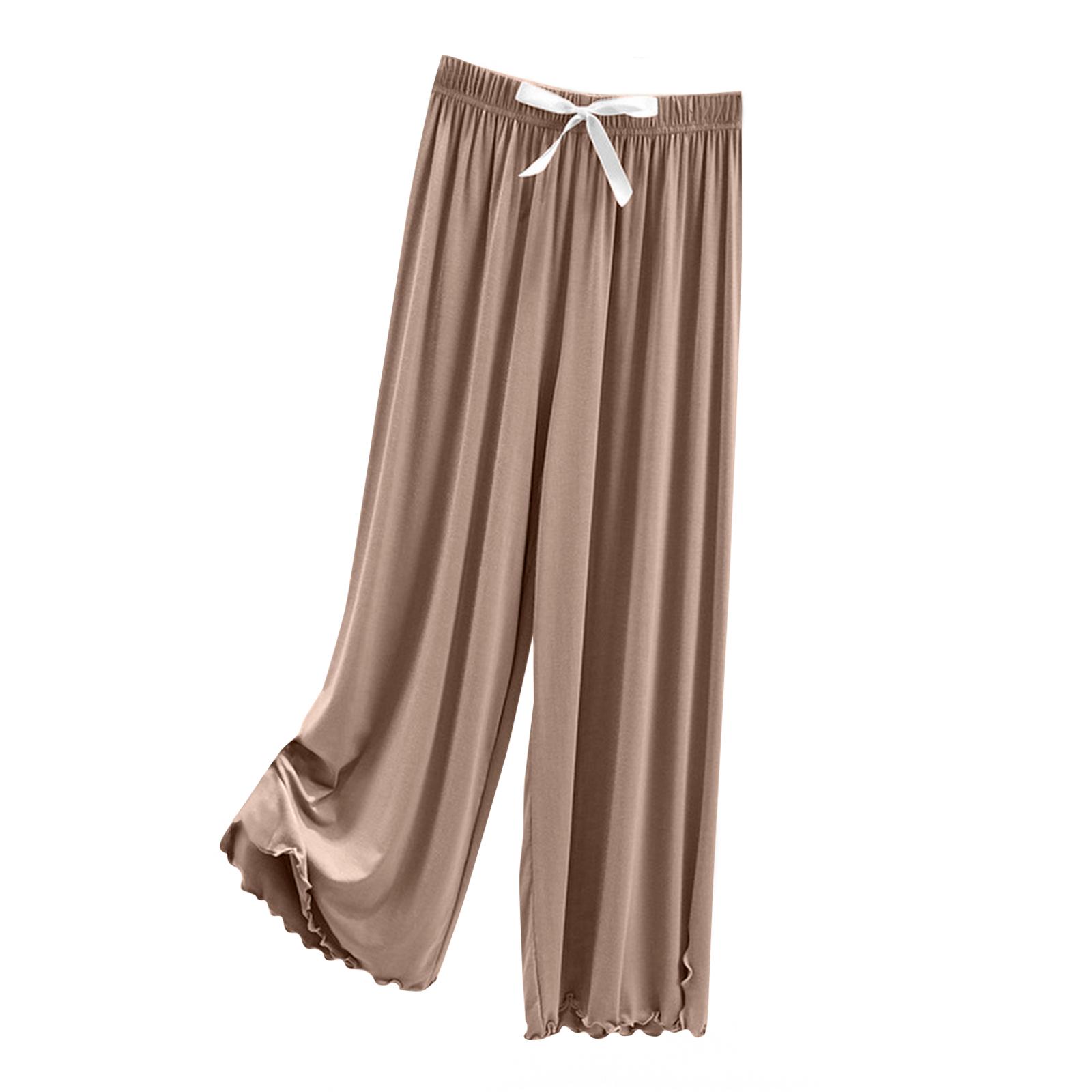 

Women s Thin Sports Casual Loose Ice Silk Slim All-match Wide-leg Pants XL светло-коричневого