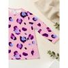 Foundation watercolor leopard print long-sleeved large-size women's T-shirt, double pocket crew neck design