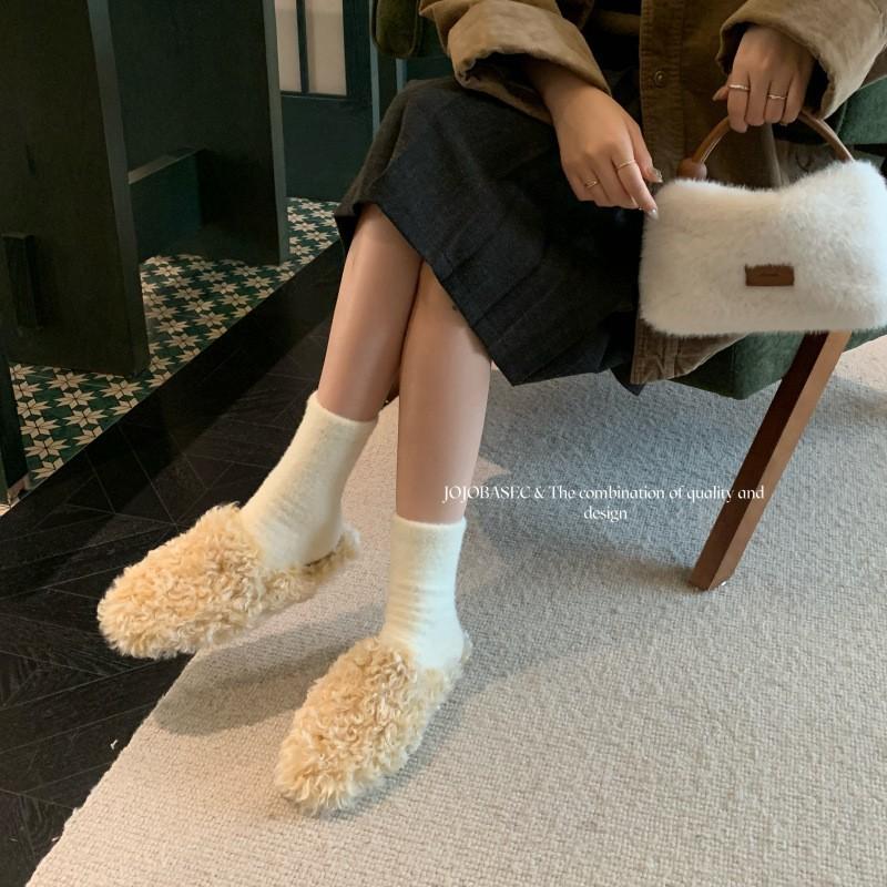 Princess style fashion home indoor fluffy slippers female autumn and winter girl one-word cotton slippers tide brocade