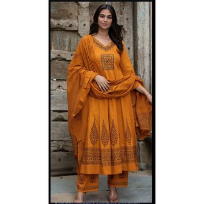 Ensemble Kurti Pant Dupatta en Coton Designer Bollywood Ensemble Kurta Ethnique pour Femmes Indiennes