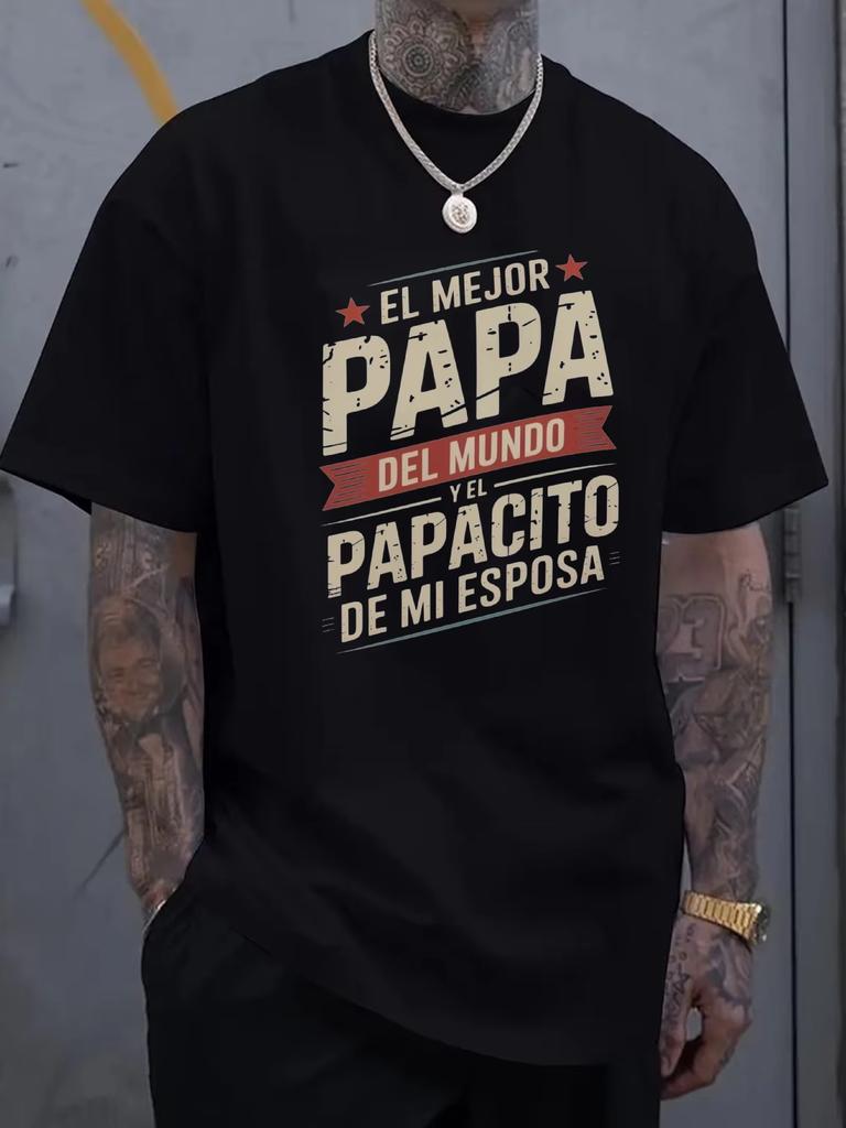Summer Fathers Day Gift A Unisexs Casual TShirt In Black With The Spanish Inscription The Best Dad In The World Printed On It