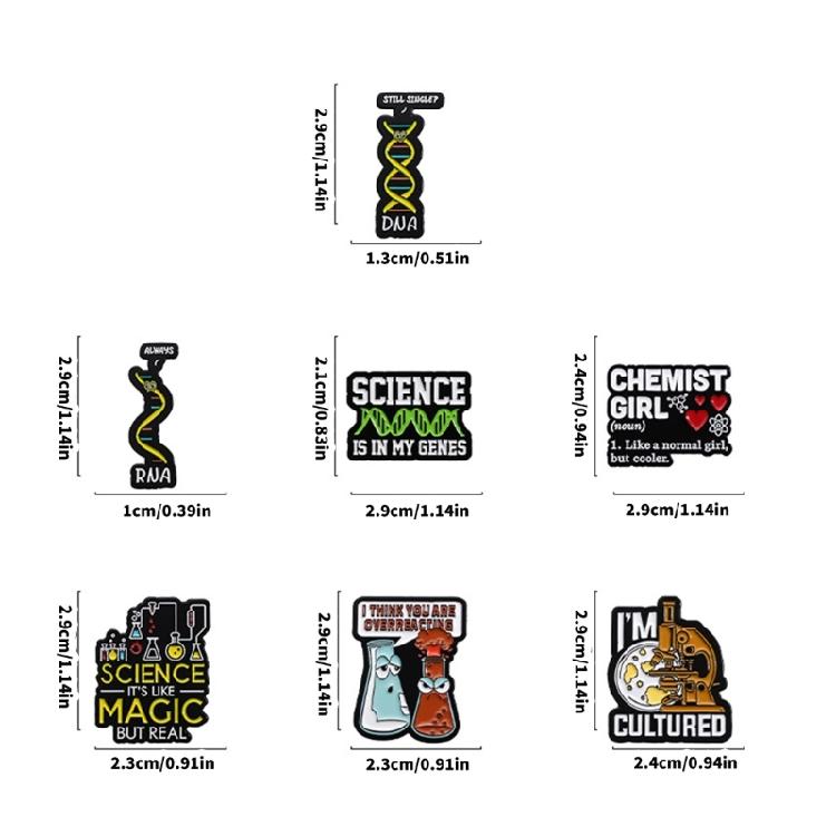 7 Pcs/Set Enamel Pins Chemicals Structure Enamel Lapel Pin Creative Brooch Pins Funny Jewelry Gift for Friend