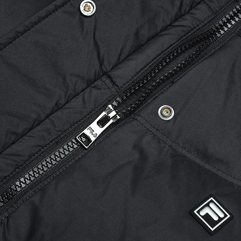 Fila Lifestyle White Series Versatile Solid Color Zipper Hooded Down Jacket Women Outerwear Black F11W443904FBK