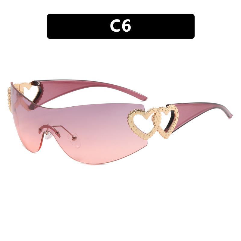 Love Heart One-Piece Sunglasses 2023 - Trendy Y2K European & American Style INS Celebrity Sunglasses