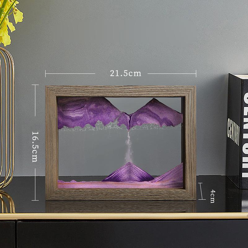 Moving Sand Art 3D Sandscape Quicksand Liquid Hourglass Rotatable Wooden Frame Flowing Sand Painting Office Home Decor Gifts