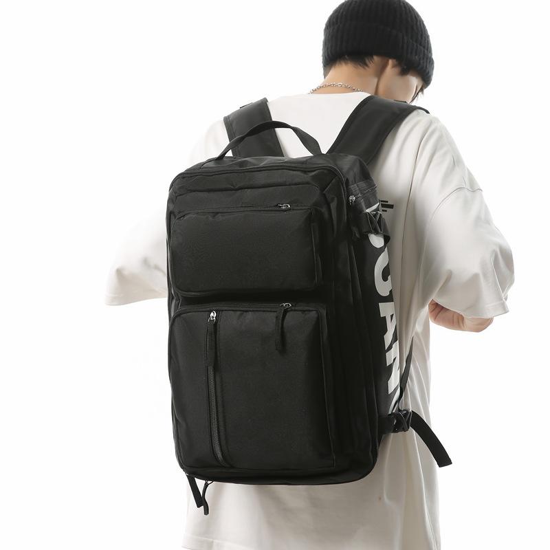 New solid color locomotive outdoor men's and women's backpacks fashionable and simple large-capacity backpacks