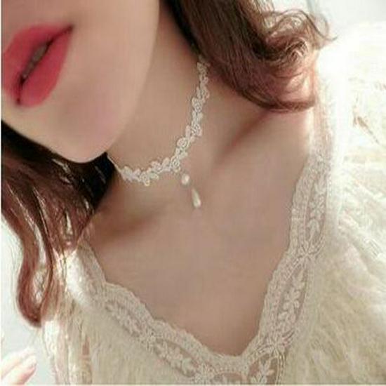 

Элегантное европейское и американское белое кружевное ожерелье на ключицу - изысканные модные украшения
