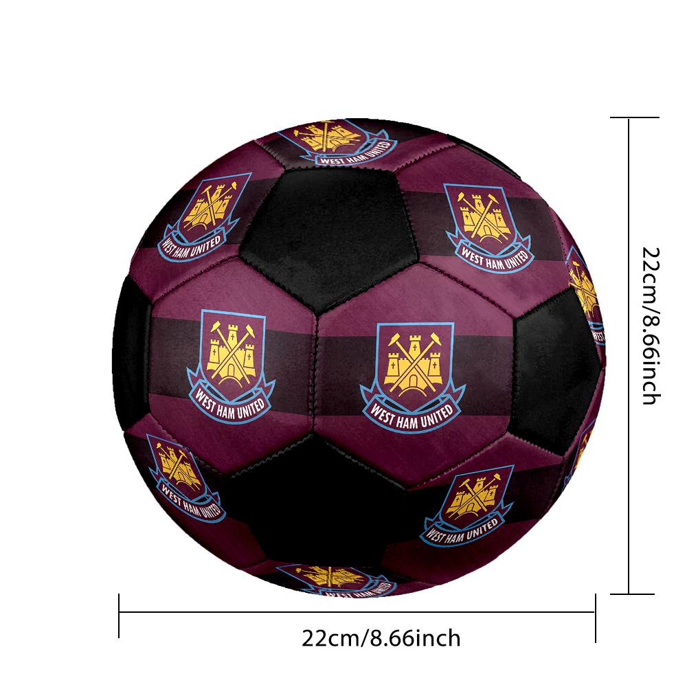 West Ham United FC Soccer Ball Colorful All Ages Machine Stitched PVC Competition Ready Durable High-Bounce