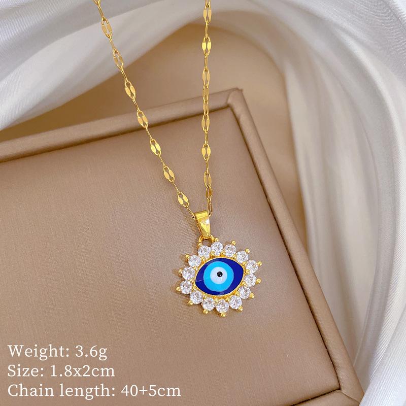 Oval Eyes Light Luxury Banquet Wedding Necklace Women'S Versatile Collarbone Chain Titanium Steel Chain