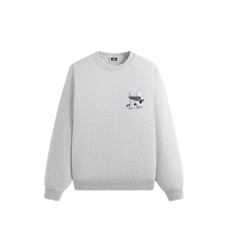 Kith Ss25 Flight Logo Nelson Comfortable Versatile Pullover Crewneck Sweatshirt Men Sweatshirt Light-Stone-Grey KHM033305-002