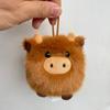 Llavero de Peluche de Vaca de las Tierras Altas Escocesas Kawaii Adornos de Animales de Peluche Lindos Colgante de Peluche Súper Suave Accesorios para Coche Regalo de Navidad