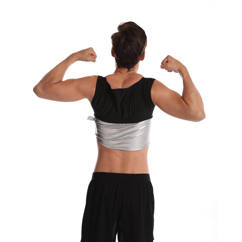 Men's Black Sauna Vest: Sweat-Wicking, Zippered, Silver-Coated, Body Shaper for Yoga & Exercise.
