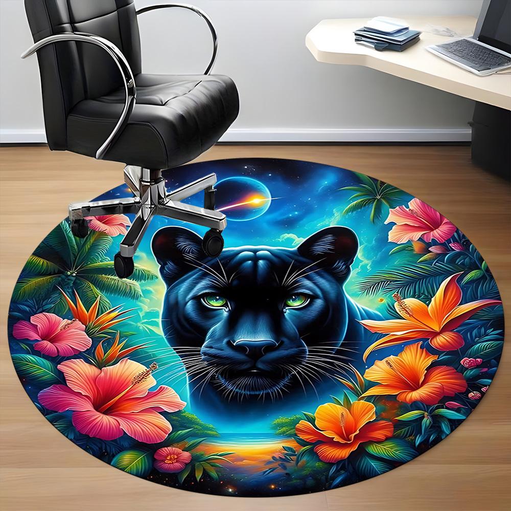 1pc Panther Floral Fantasy Chair Carpet for Office Non-Slip Mat for Office - Decorative Floor Mat  yy251030273