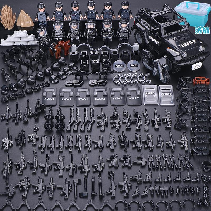 Compatible Minifigures Military Special Forces Police Boys Assemble Minifigures Soldiers Children's Educational Toys Puzzles