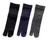 Damen Tabi Socken mit Anti-Rutsch-Noppen, Hergestellt in Japan, Ohne elastischen Bund, Baumwollmischung, Uni, 3-Paar-Set (Farben sortiert)