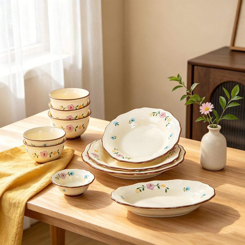 Japanese Ceramic Rice Bowl with Embossed Floral Design - Stylish Dinnerware for Soup and Rice