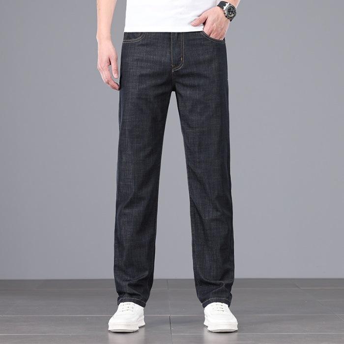 

High-waist Loose Straight Jean Trousers Modal Stretch Denim Fabric Light Trousers 29