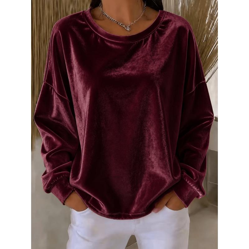 Maglietta a maniche lunghe casual da donna in velluto