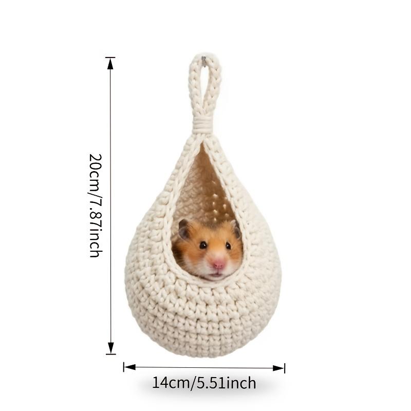 

1pcs Soft Hanging Pet Hammock Handwoven Design Provides Comfortable Sleeping Space for Hamsters and Other Small Pets 14*20 белый