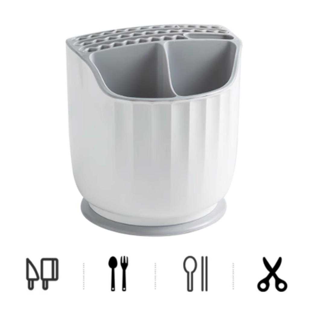 Rotating Utensil Holder Multiple Compartments Plastic Kitchen Counter Knife Chopstick Rack