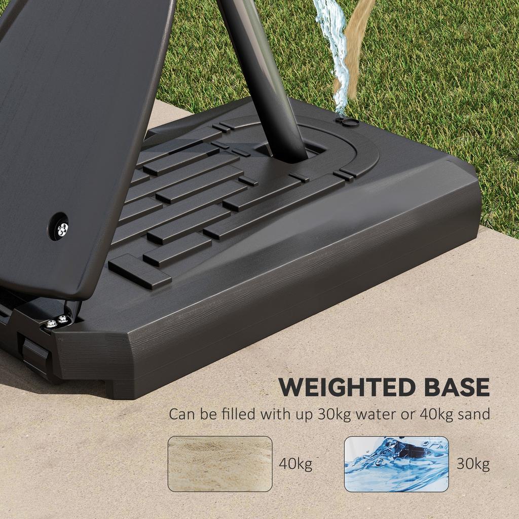 2.4-2.9m Adjustable Basketball Hoop and Stand with Weighted Base, Portable on Wheels, Black