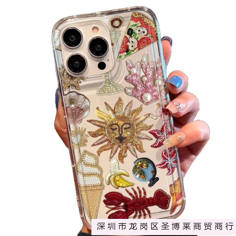 Sun Coral Lobster is suitable for Apple 16promax mobile phone case 15plus transparent 14 across 13 Europe, America and 12 airbags.