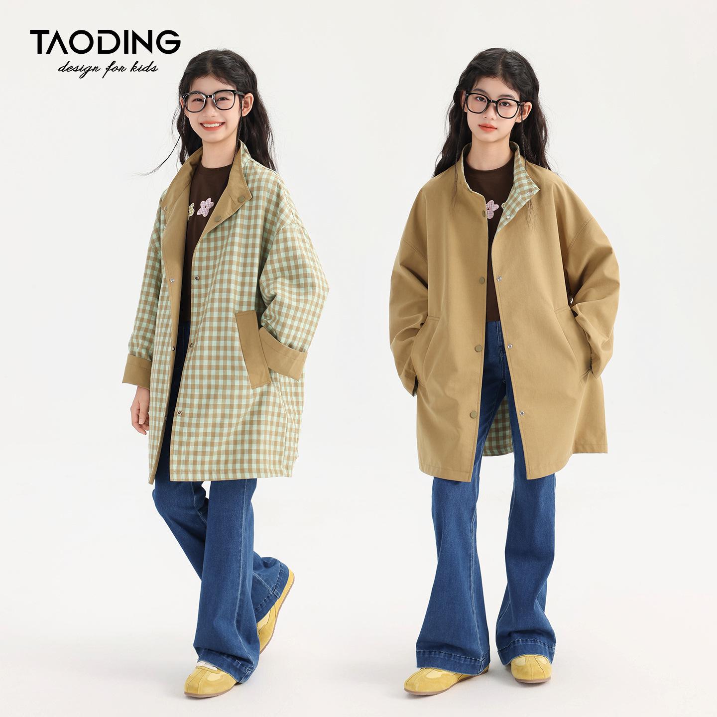 

Пальто тренч в клетку для девочек Tao Town - Осенний британский стиль 160cm / M | 40-52.5kg Child/Adult