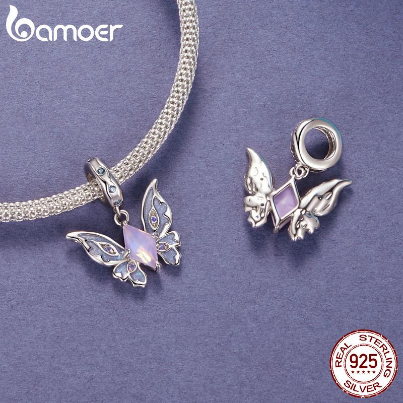 BAMOER 925 Sterling Silver Magic Butterfly Charms Sun and Moon Beads Fit Women Original Bracelets DIY Jewelry
