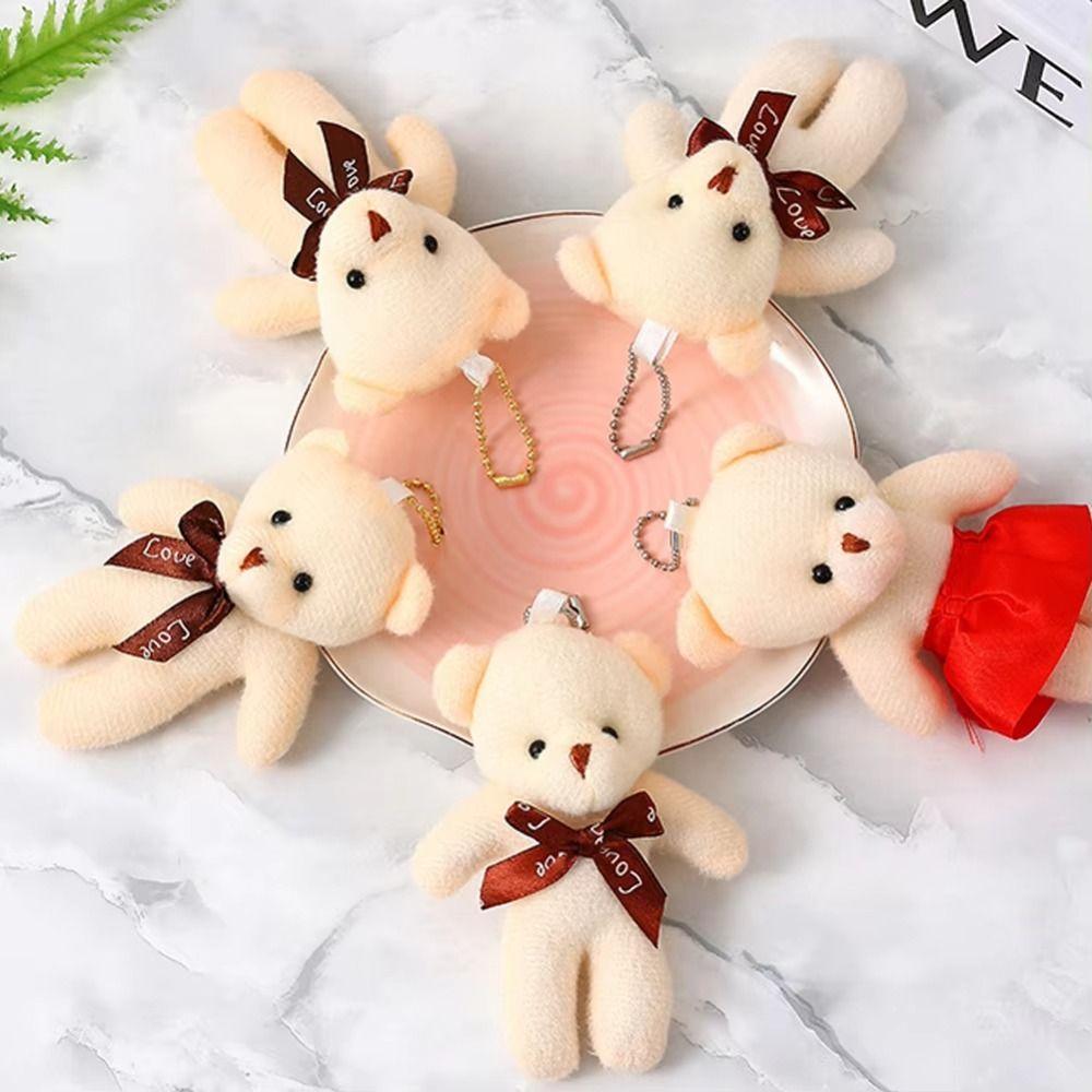 10pcs/set Plush Doll Bear Plush Keychains Toys Cartoon Mini Bear Plush Toy  Girl Birthday Gift