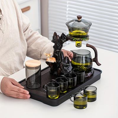 1 Set Of Lazy Tea Set Magnetic Water-separating Rotating Tureen High Borosilicate Glass Tea Making Machine Automatic Songshan Glass Teapot Tea Can Tea