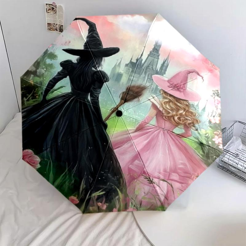 1PC Witch Princess  Automatic Umbrella - Suitable Travel Outdoor Portable Umbrella Birthday Gift Daily Essentials