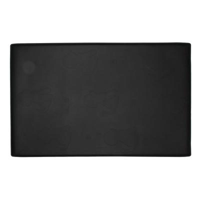 Pet Feeding Mat Puppy Pattern Waterproof Slip Resistance Small Food Grade Silicone Dog Food Mat for Floors Black