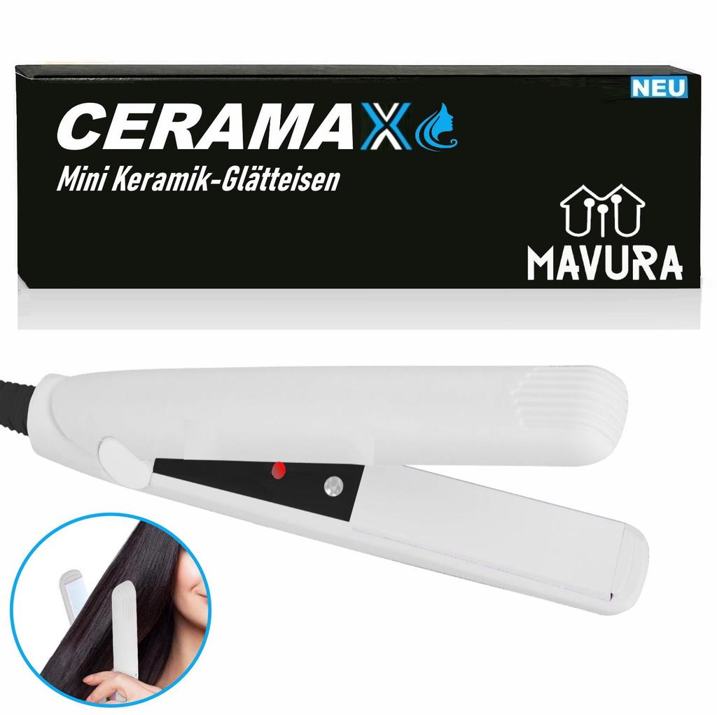 CERAMAX Mini Ceramica da Viaggio Piastra Arricciacapelli Lisciacapelli Ferro Arricciacapelli