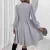 Autumn Winter Solid Half Turtleneck Maxi Dress for Women Puff Sleeve A-line Elegant Skinny Elastic Knitted Dresses Fashion Party Dress