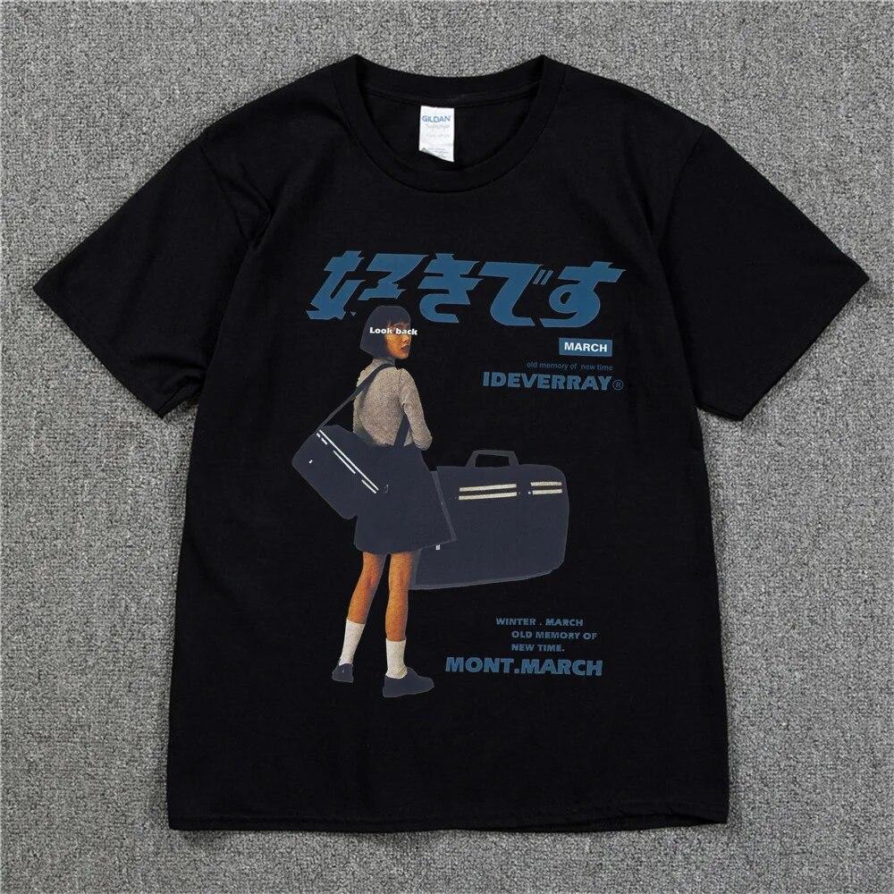 Hip Hop Streetwear Harajuku T Shirt Mädchen Japanische Kanji Drucken T-shirt 2022 Unisex Sommer Kurzarm T-Shirt Baumwolle Lose Tops tees