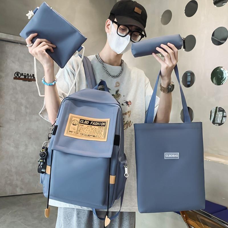 Backpack Pattern Letter Stylish Street Style Men Nylon High Schoolbag Capacity