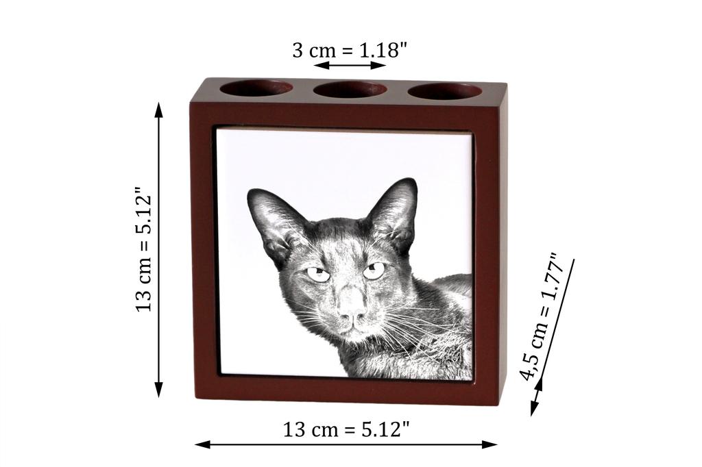 Havana Brown – Pen holder with a cat, desk organizer with a print | Art-Dog