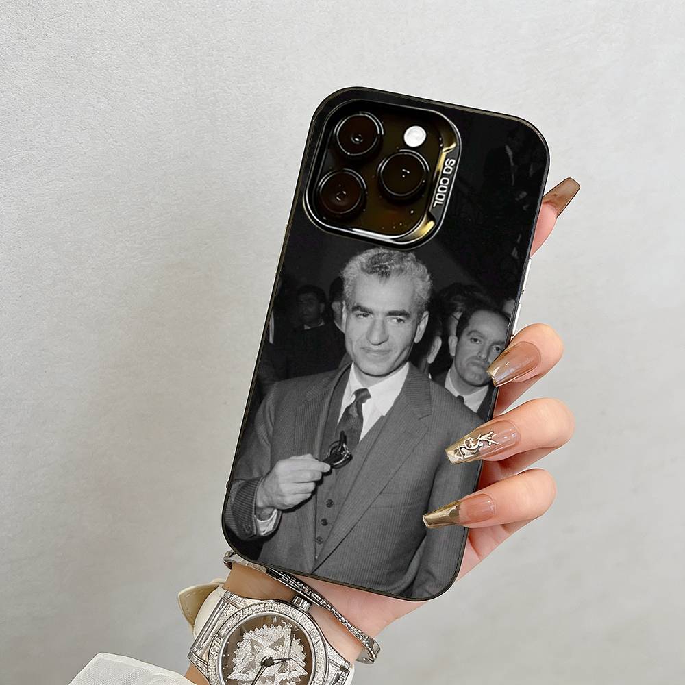 Mohammad Reza Pahlavi Phone Case For iPhone 17,16,15,14,13,12,11 Plus,Pro Max,XS,Colored Silver Plated Inside Cover