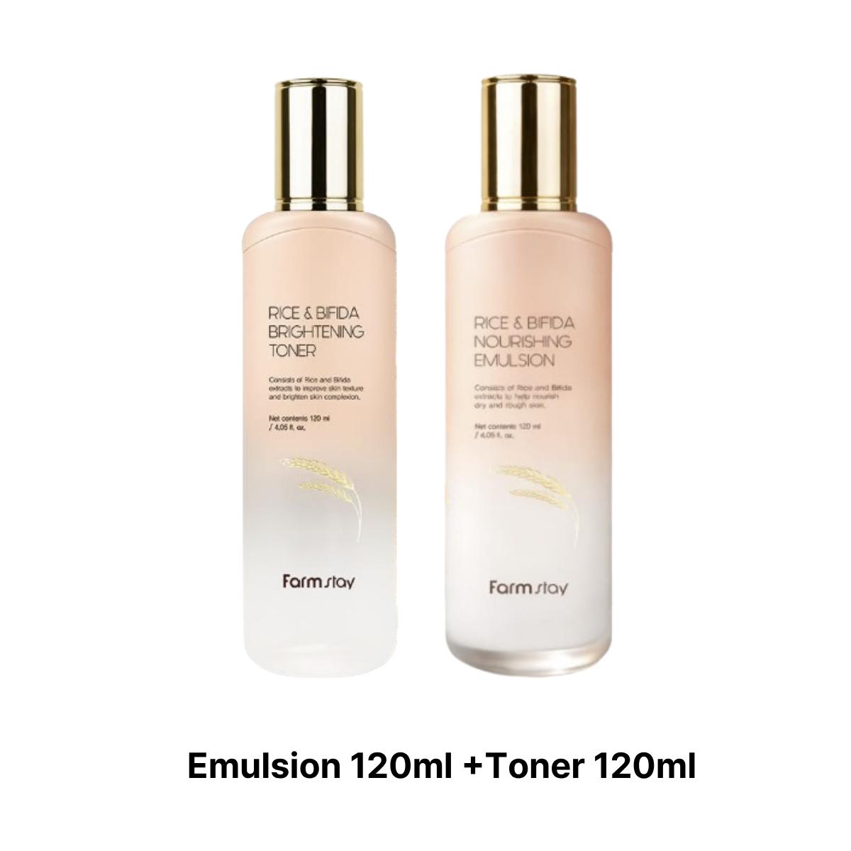 Farmstay Осветляющий тоник с рисом и бифидой 120 мл Emulsion 120ml +Toner 120ml
