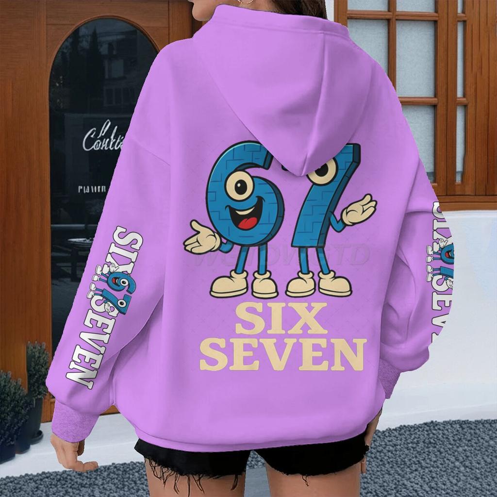 Men Women Meme Six Seven Hoodies Vintage Long Sleeve 67 Theme Streetwear Loose Six Seven Fun Couple Hoodie