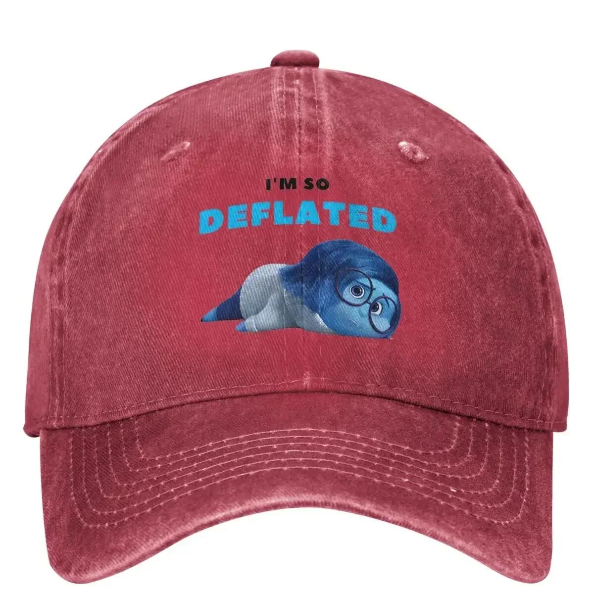 

Inside Out Sandness Denim Baseball Cap I am so deflated Outdoor Sport Trucker Hat Spring Unisex Unisex y2k Design Baseball Caps One Size