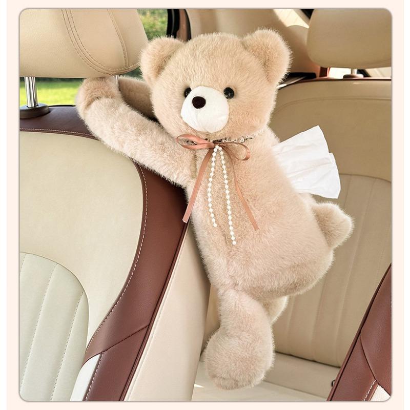 Cute Plush Creative Hanging Car Tissue Box For Women Car Interior Decoration