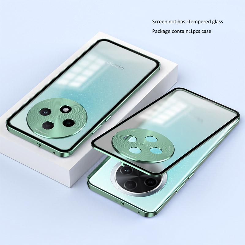 Elastic Snap Magnetic Metal Bumper Frame Case for Oppo A3 Pro / K12 Clear Frosted PC Lens Protector Back Cover