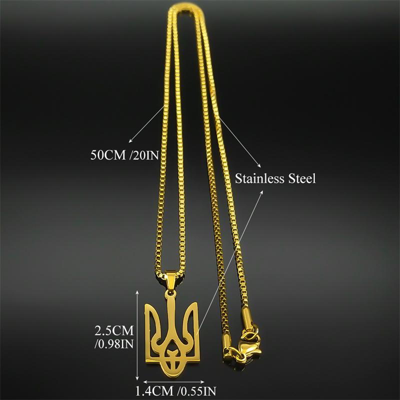 Ukraine National Emblem Pendant Necklace for Women Men Stainless Steel Simple Flag Ukrainian Symbol Chain Jewlery NZZZ425-1S02
