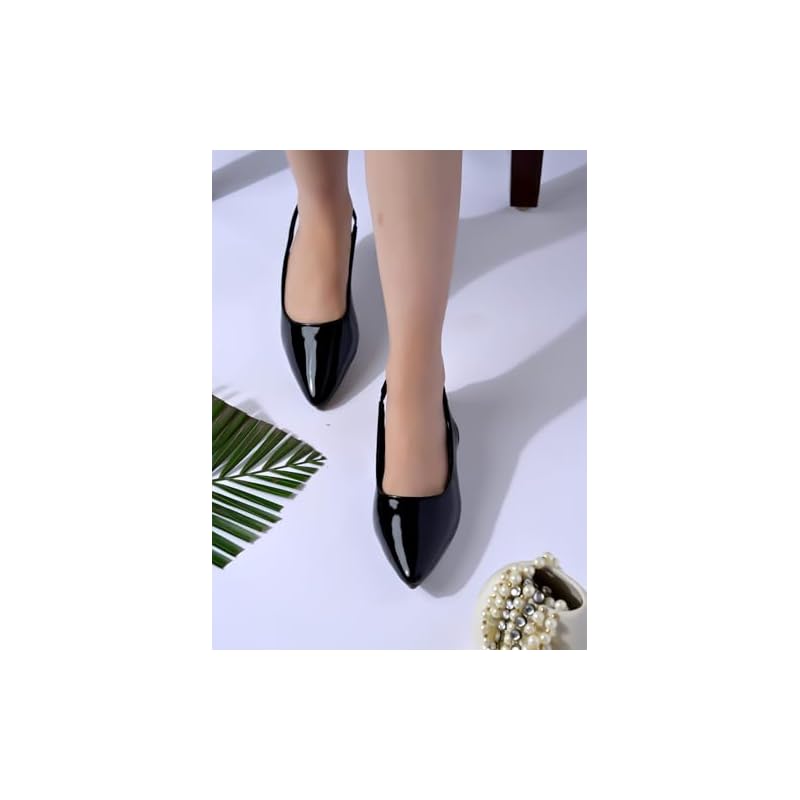 Shoetopia Solid Slingback Pointed Toe Black Flat Sandals For Women & Girls /Eu41 8 UK чёрный