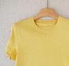 Slim Fit Round Neck Short Sleeve Women's T-shirt in Bright Spring Day Creamy Goose Yellow, Soft Bamboo Linen Cotton Blend