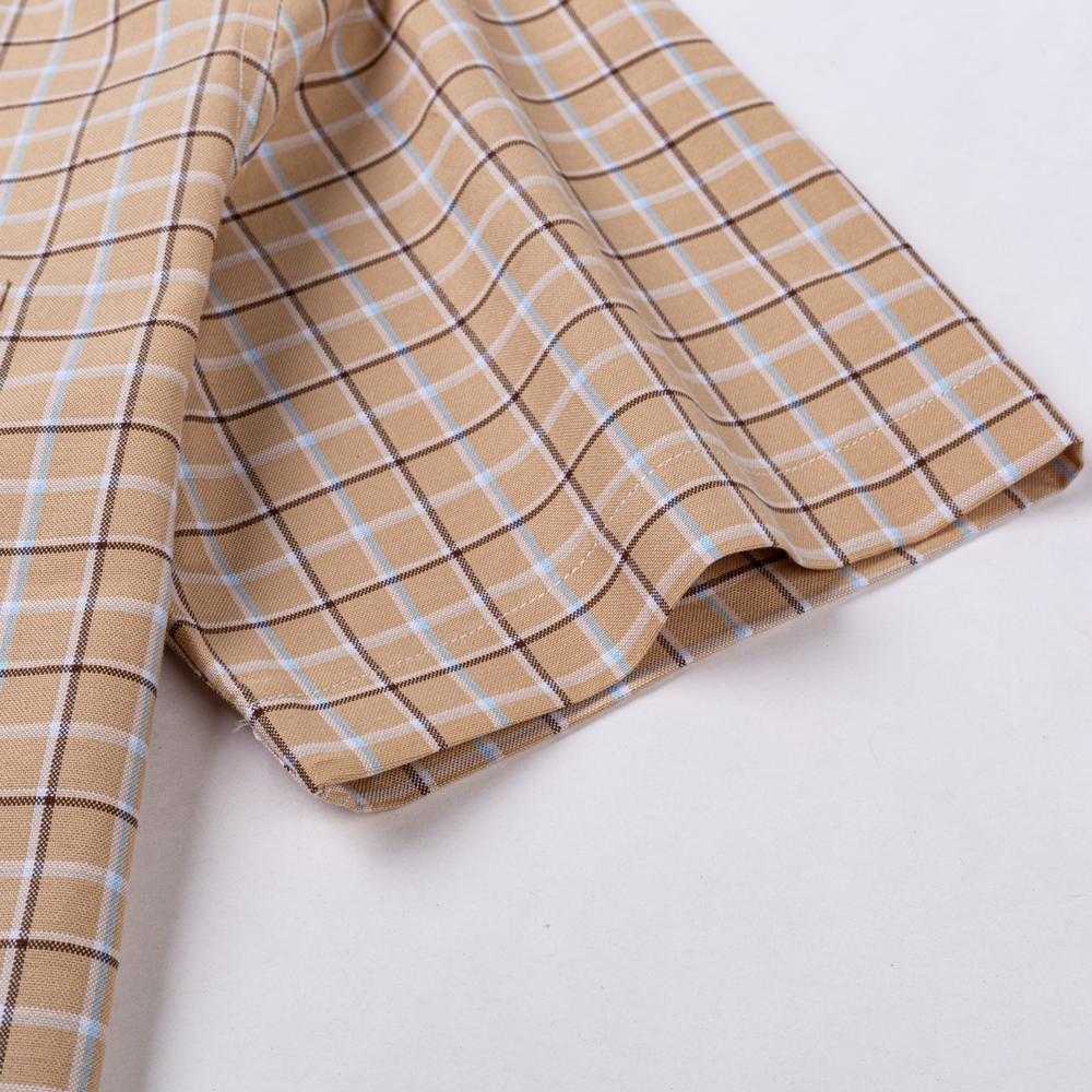 Pánská jarní letní košile s krátkým rukávem ze 100% bavlny Oxford s kapsou, kostkovaná, ležérní, lehká, prodyšná, odolná, ginghamové košile