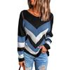 Women Jumper Loose Colorblock Sweater Long Sleeve Scoop Neck Cut Out Dropped Shoulder Casual Ribbed Knit Pullover